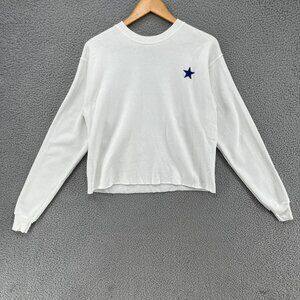 Unemployed Denim Knit Sweatshirt Womens White Star OH YES Long Sleeve Size M